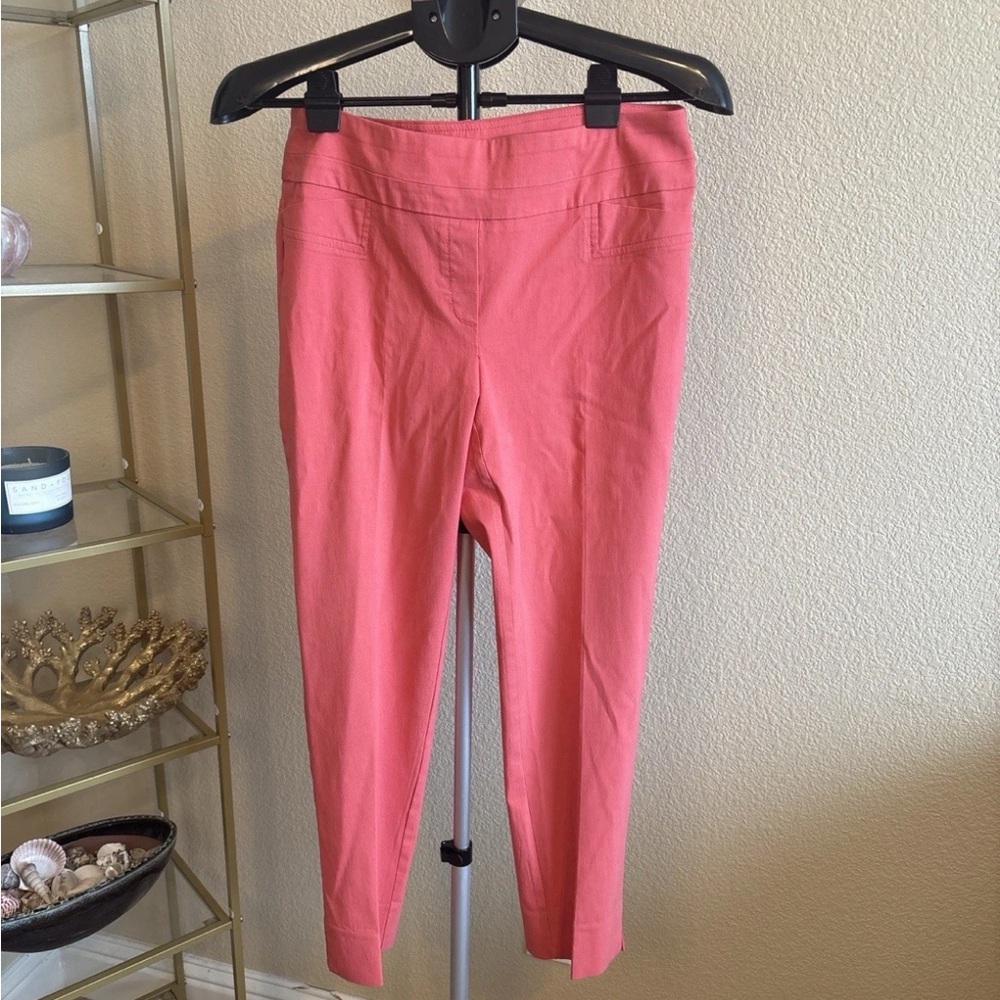 Zac & Rachel Pink Ankle‎ Pants Women’s Tapered Flat Front Rayon Nylon Spandex